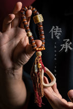 传承藏式天然老料牦牛骨佛珠手串男单圈手持念珠手串骨玩嘎嘎收藏手把件