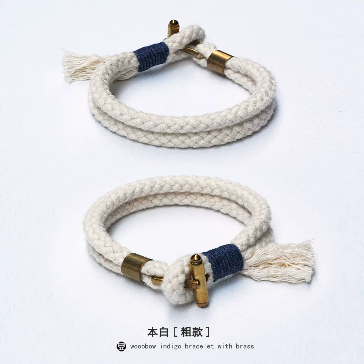 Handmade Indigo Dyed Cotton Linen Braided T Buckle Bracelet Antique Brass Clasp Unisex Couple Woven Bracelet Trendy Street Style Fashion Jewelry Gift for Men Women Boyfriend Girlfriend