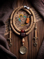 108 Beads Tibetan Style Mala Prayer Beads Natural Aged Star-Moon Bodhi Seed Buddha Beads Bracelet Handheld Accessory For Meditation Practice