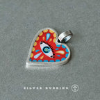 Original Handmade Unique High Temperature Enamel Pendant 999 Pure Silver Necklace Handcrafted Independent Designer Artisan Small Batch Fine Silver Jewelry
