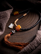 Tibetan Original Design 108 Beads Mala Bracelet Aged Star-Moon Bodhi Seed Old Material Prayer Beads Necklace Unisex Accessory For Meditation Prayer Daily Wear