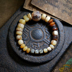 Original Design Natural Yak Bone Camel Bone Multi Treasure Tibetan Buddha Bead Bone Bracelet For Men Tibetan Style Unisex Couple Mixed Matching Wrist Bracelet