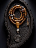 Original Handmade Tibetan Style Vintage Yak Bone 108 Mala Prayer Beads Bracelet Reproduced Antique Spirit Yak Bone Winding Play Beaded Rosary Wrist Mala