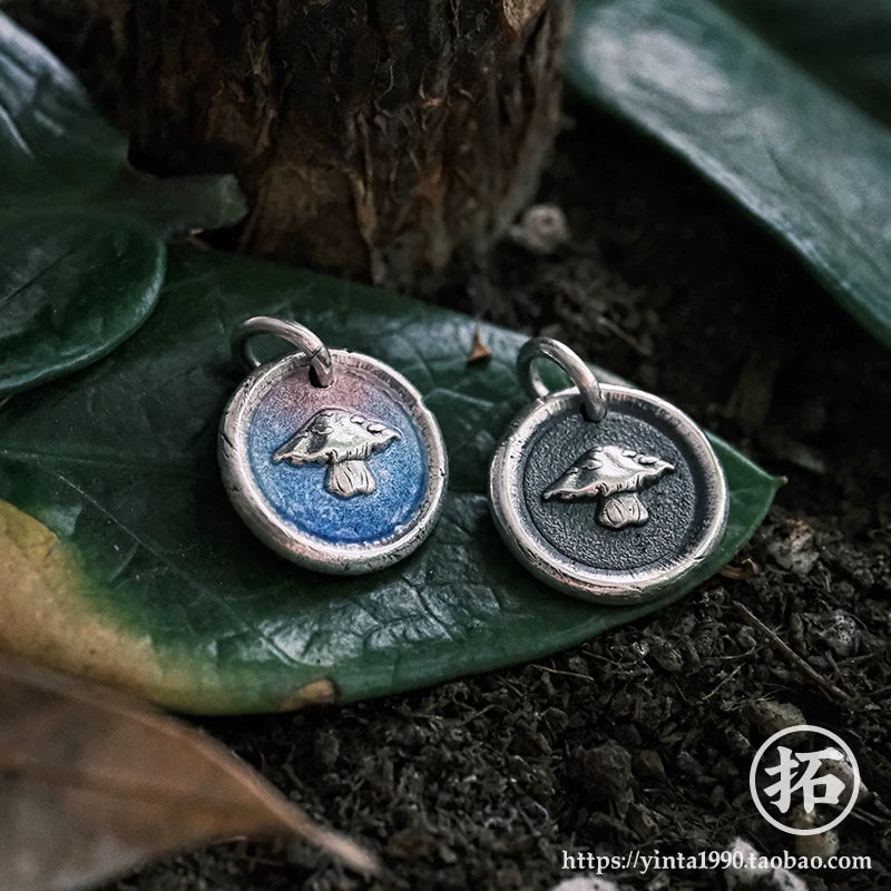 Independent Original Handmade Enamel Plant Charm Pendant Necklace 99 Solid Sterling Silver Fine Silver Jewelry For Daily Wear