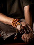 Traditional Tibetan 108 Beads Kajegdo Reproduced Citipati Master Yak Bone Carved Skull Mala Beads Bracelet Handmade Tibetan Style Buddhist Prayer Rosary Wrist Mala for Meditation and Spiritual Practice