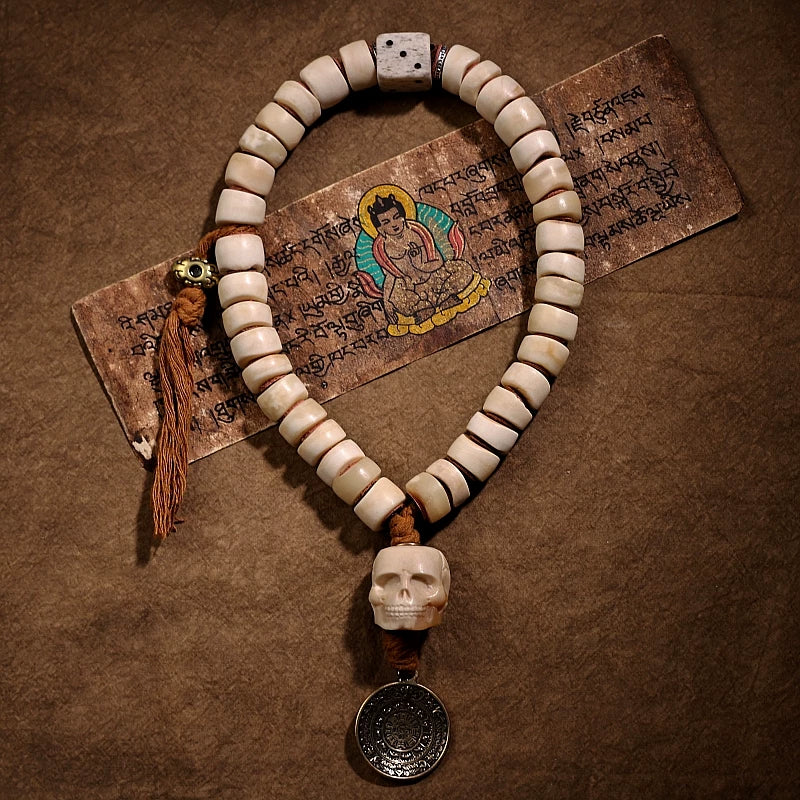 Original Tibetan Natural Yak Bone Mala Prayer Beads Bracelet 36 Beads Original Ecological Handheld Mala For Men Tibetan Authentic Play Buddhist Prayer Beads