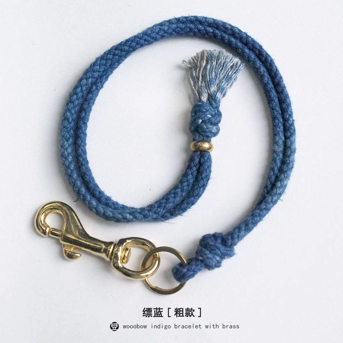 Hand Woven Cotton Linen Indigo Dyed Khaki Neck Lanyard Necklace For Phone ID Badge Key Vintage Casual Trendy Gift For Men Women Crafted Boho Style Neck Strap Hanging Chain