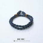 Handmade Two Layer One Size Blue Indigo Dyed Cotton Linen Woven Vintage Doudengmuwa Bracelet Boho Style Couple Woven Bangle For Men And Women Daily Wear