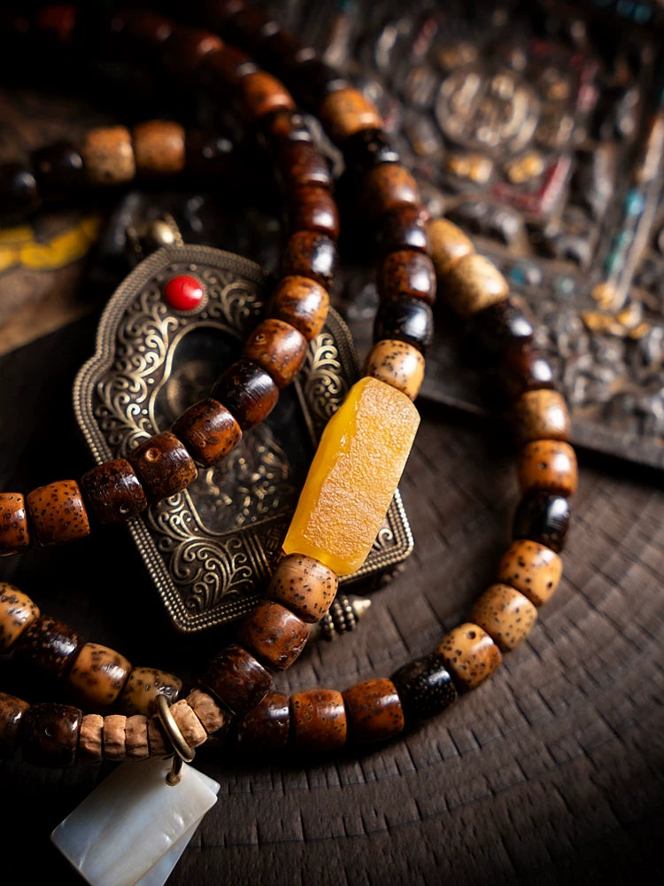 Original Design Vintage Star Moon Bodhi Seed Aged Chen Zi Buddha Beads Multi loop Couple Wrist Bracelet Hand String for Men and Women