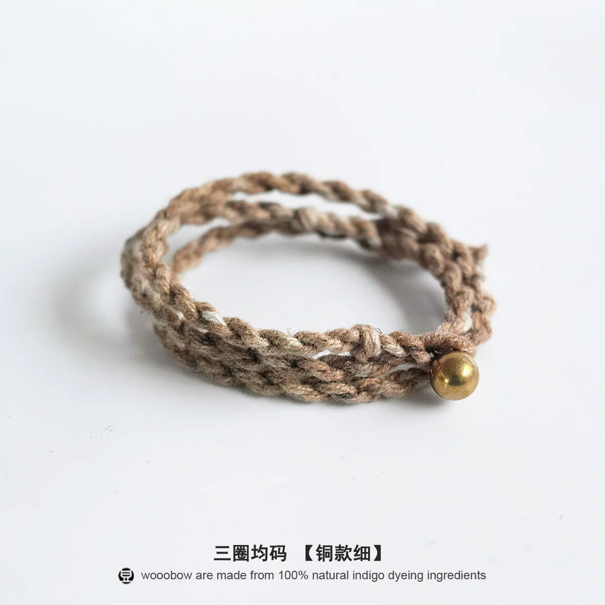Original Handmade Persimmon Dyed Cotton Linen Bracelet Natural Plant Indigo Dyed Unisex Wristband Couple Matching Hand Rope For Daily Wear Couple Gift