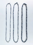 Hand Woven Indigo Dyed Hemp Cotton Necklace Cord Bracelet with Pure Silver Beads Unisex Couple Matching Jewelry Trendy Brand Gift for Men Women