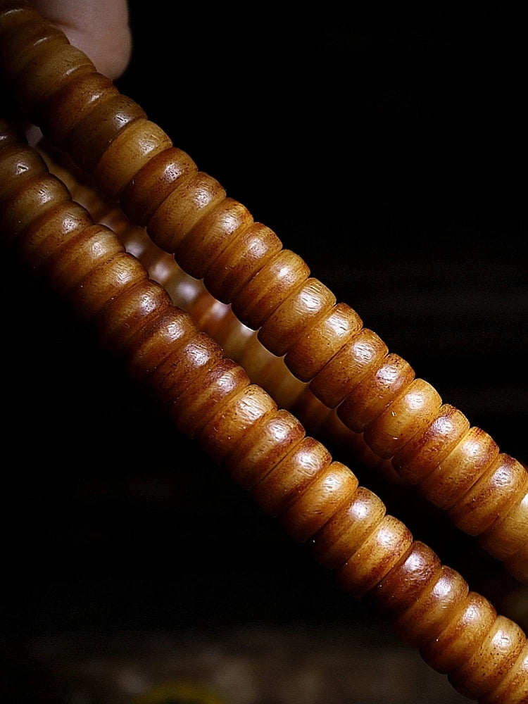 108 Count Natural Old Material Tibetan Yak Bone Prayer Mala Mens Bracelet Handcrafted Tibetan Yak Bone Beaded Rosary Wristband