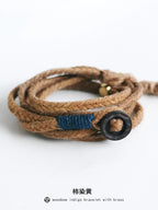 Handmade Original Five Strand Braided Bracelet Pure Silver Indigo Dyed Cotton Linen Couple Wristband Unisex Hand Braided Rope Bracelet Handcrafted Blue Dyed Fashion Adjustable Jewelry for Men and Women