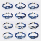 Hand Woven Cotton Linen Indigo Bracelet Set Natural Indigo Plant Dyed Retro Style Couple Bracelets Unisex Trendy Woven Cuff Bracelet Jewelry For Men And Women