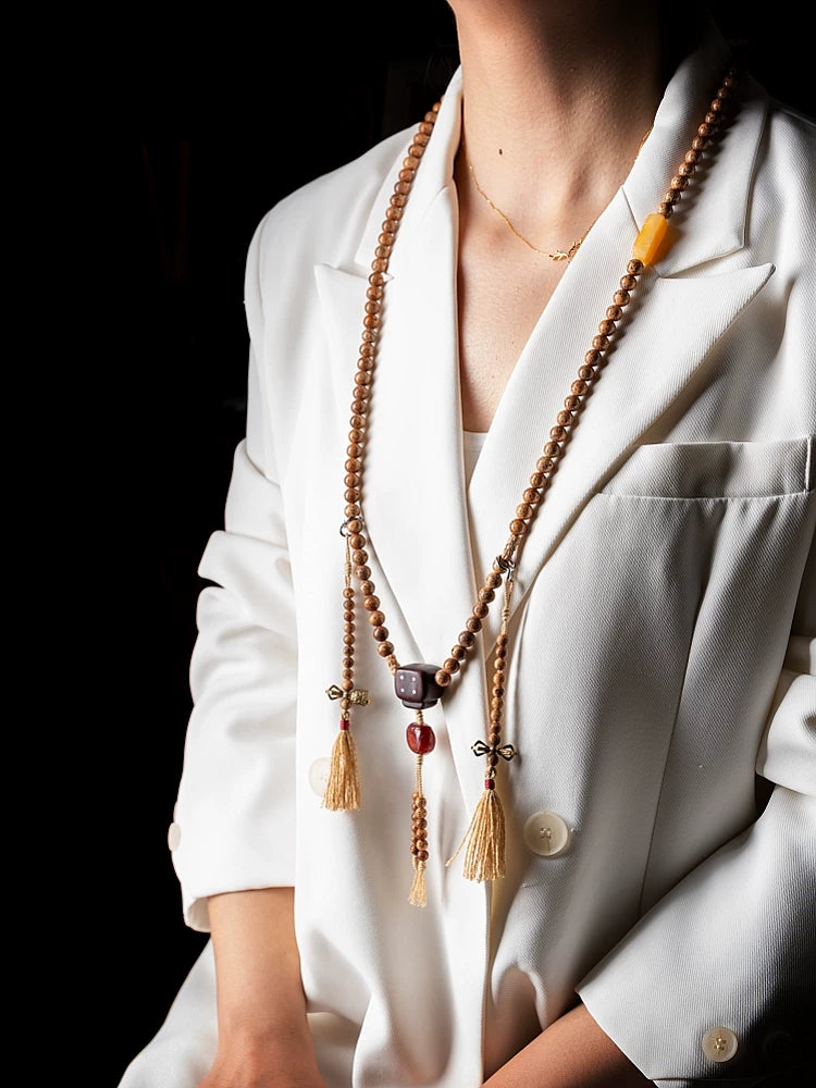 Original Design 108 Beads Aged Star-Moon Bodhi Mala Prayer Beads Bracelet Unisex Tibetan Style Hand String For Meditation Daily Wear And Spiritual Collection