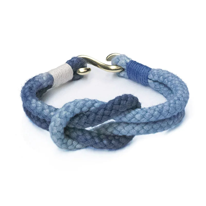 Hand Woven Cotton Linen Indigo Bracelet Set Natural Indigo Plant Dyed Retro Style Couple Bracelets Unisex Trendy Woven Cuff Bracelet Jewelry For Men And Women