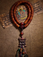 Tibetan Style Natural Old Material Yak Bone 108 Beads Prayer Mala For Men Women Yak Bone Bracelet Necklace With Scripture Buckle Handmade Tibetan Jewelry