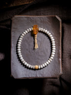 Miniature Star-Moon Bodhi Bracelet Single Loop Large Blank Space Sandalwood Beads Wrist Bracelet Handcrafted Natural Buddhist Prayer Mala Beads Mini Star-Moon Bodhi Single Circle Bracelet for Daily Wear Meditation