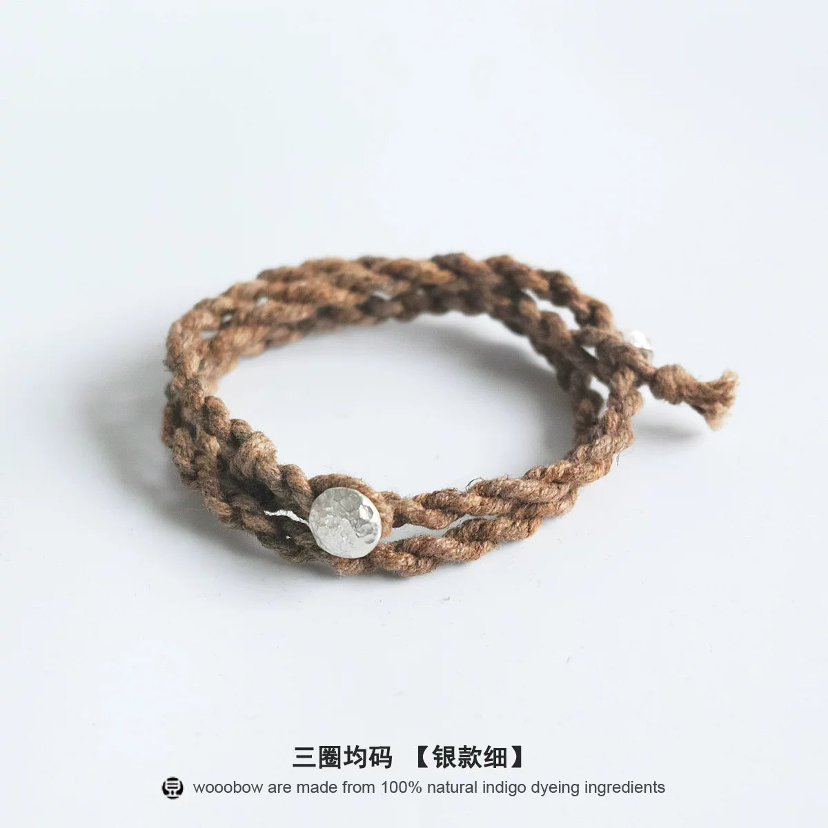 Original Handmade Persimmon Dyed Cotton Linen Bracelet Natural Plant Indigo Dyed Unisex Wristband Couple Matching Hand Rope For Daily Wear Couple Gift