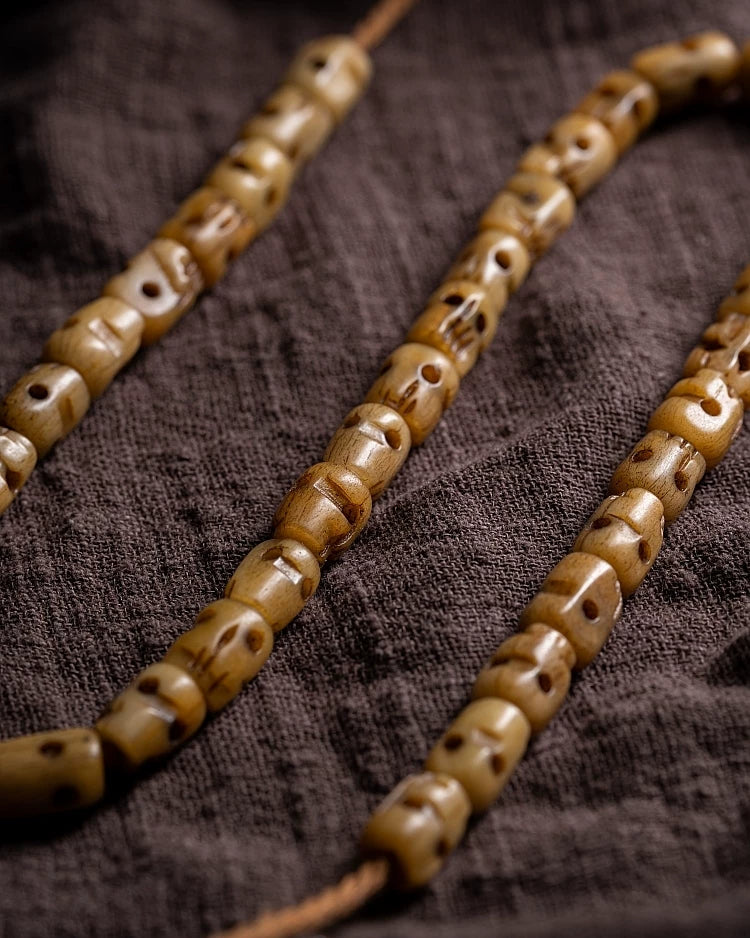 54 håndskårne Kutulu Master Replica naturlige gamle materiale yakknogle mala bedeperler armbånd Sidpa Gyalpo kranie håndlavet yakknogle tibetansk buddhistisk rosenkrans armbånd