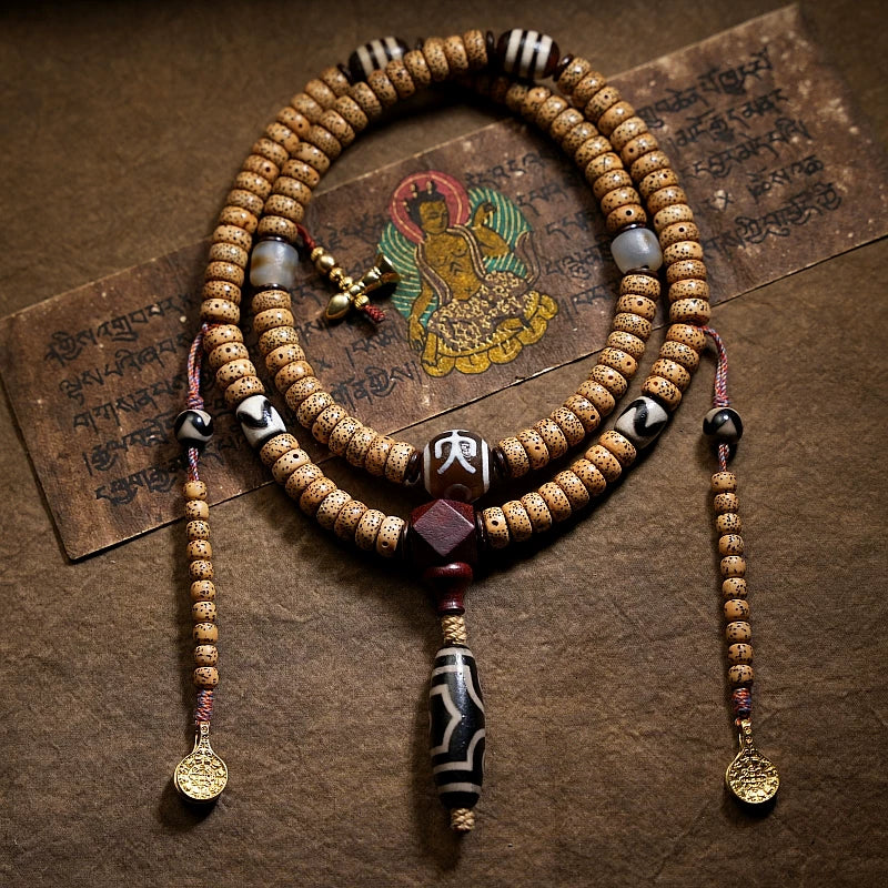 Original Tibetan Style 108 Beads Natural Star-Moon Bodhi Seed Prayer Beads Mala Bracelet Necklace For Both Men And Women Handmade