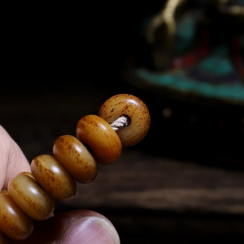 108 Beads Vintage Old Material Tibetan Natural Yak Bone Mala Prayer Beads Bracelet Men Traditional Tibetan Style Yak Bone Dzi Bead Hand String