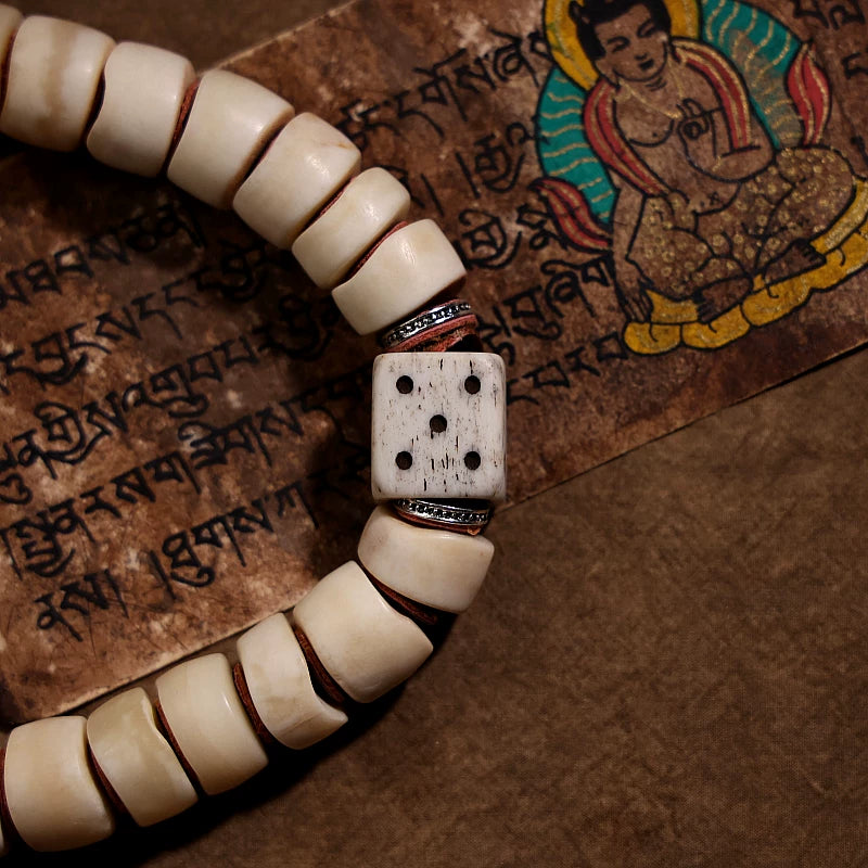 Original Tibetan Natural Yak Bone Mala Prayer Beads Bracelet 36 Beads Original Ecological Handheld Mala For Men Tibetan Authentic Play Buddhist Prayer Beads