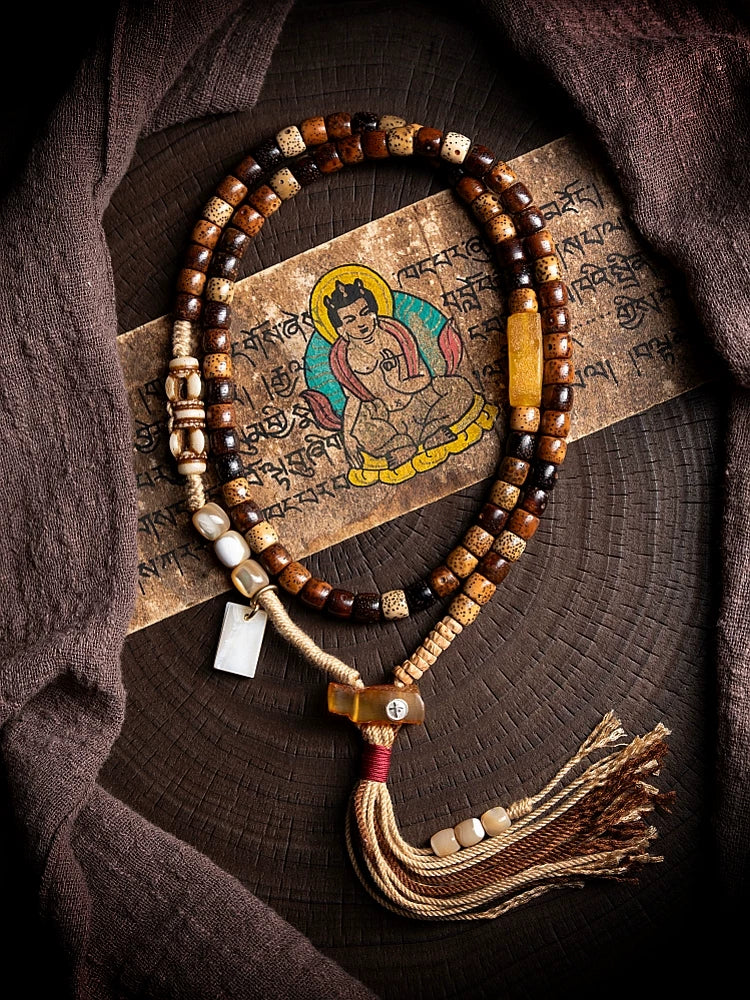Original Tibetan Style Design Old Material Xingyue Bodhi Seed Aged Seed Buddha Beads Bracelet Unisex Accessory Wristband for Daily Wear Meditation Jewelry Gift