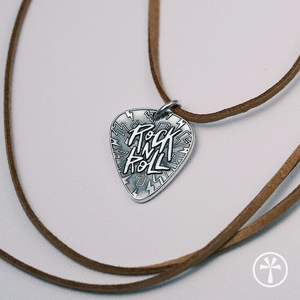 Handmade Independent Original Design Rock and Roll 999 Sterling Silver Guitar Pick Pendant Charm Necklace Silver Jewelry for Jewelry Store244