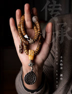 Original Handmade Tibetan Style Vintage Yak Bone 108 Mala Prayer Beads Bracelet Reproduced Antique Spirit Yak Bone Winding Play Beaded Rosary Wrist Mala