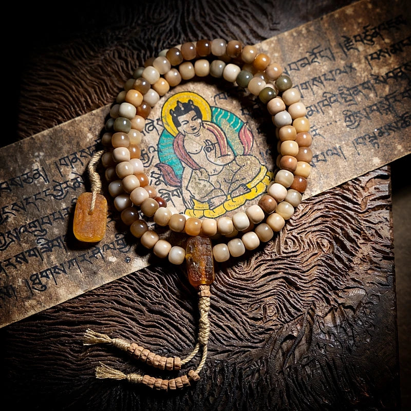 108 Beads Jadeified Dragon Spine Bodhi Mala Beads Multi Treasure Hand String Buddhist Prayer Rosary For Meditation Yoga Spiritual Practice Handmade Ethnic Style Jewelry