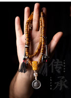 Original Handmade 108 Beads Tibetan Mala Little Gaga Prayer Beads Old Yak Bone Mala Bracelet Tibetan Style Meditation Winding Bracelet for Tibetan Buddhist Nurturing Play