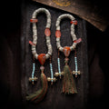 Tibetan Style Design Loach Back Star-Moon Bodhi Hand String Beaded Accessory Slant Cut Strand Bracelet Handmade Ethnic Jewelry for Men and Women Daily Wear and Meditation