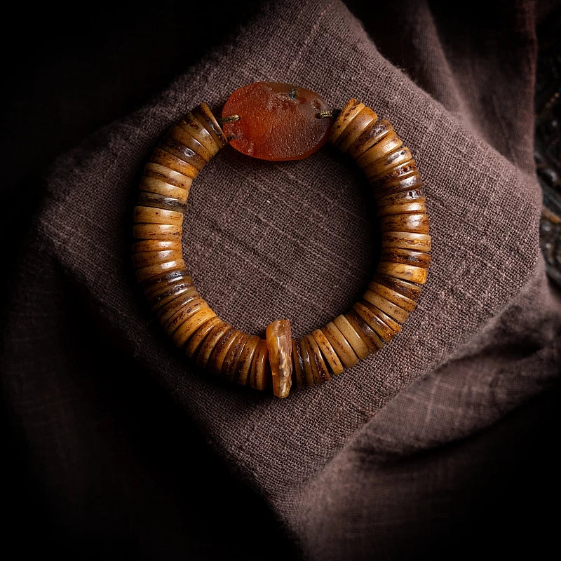 Natural Old Yak Bone Tibetan Spiritual Mala Beads Bracelet One Picture One Item Tibetan Bone Polished Gaha Single Strand Bracelet