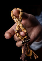 Handmade Tibetan Style Braided Rope Single Circle Bracelet Natural Antler Tip Yak Bone Ethnic Tibetan Cultural Jewelry for Daily Wear and Collection