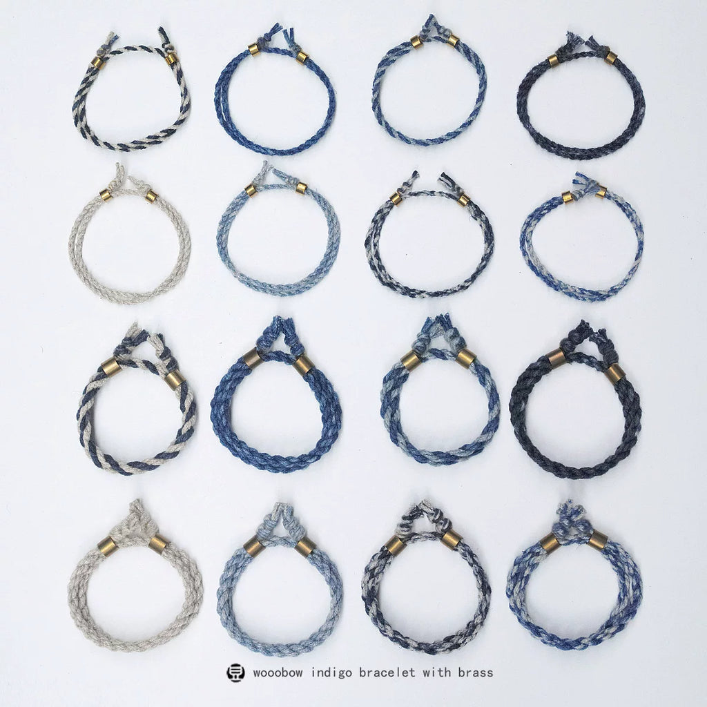 Handmade Two Layer One Size Blue Indigo Dyed Cotton Linen Woven Vintage Doudengmuwa Bracelet Boho Style Couple Woven Bangle For Men And Women Daily Wear