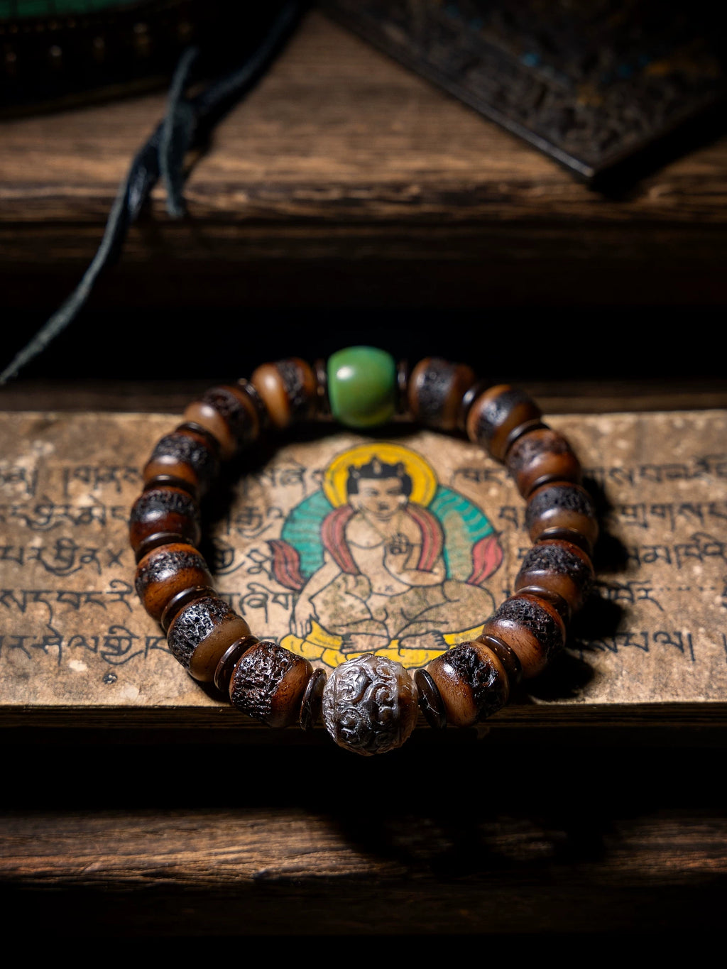 Original Design Tibetan Gahwa Old Yak Bone Prayer Beads Bracelet Handmade Tibetan Buddhist Spiritual Blessing Vintage Sacred Old Material Mala Wrist Bracelet
