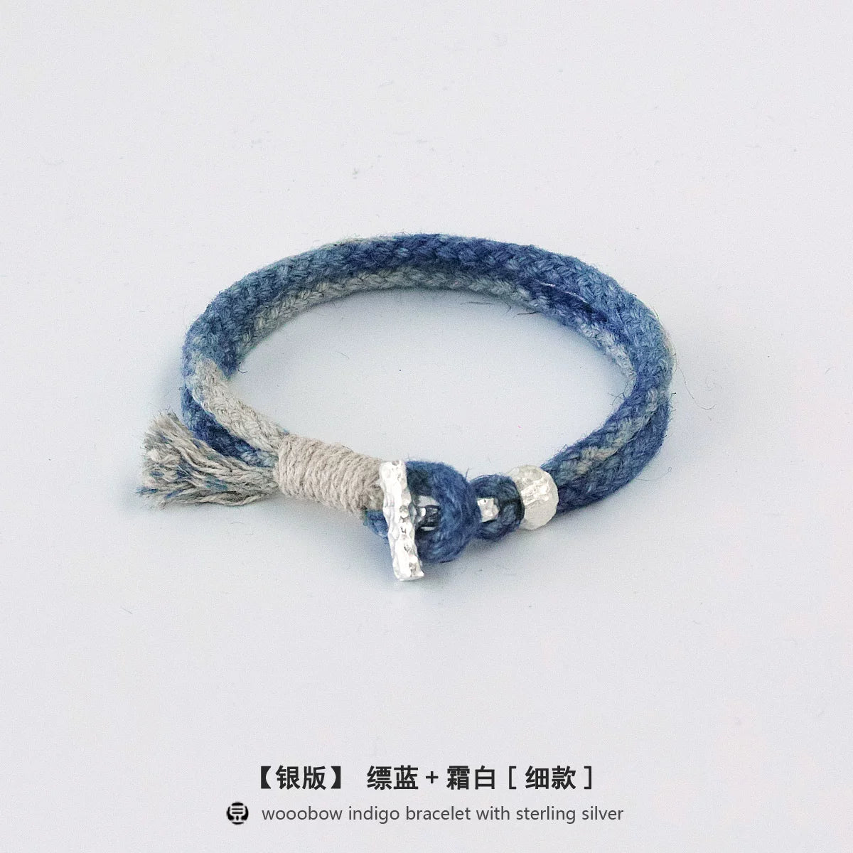 Handmade Indigo Dyed Cotton Linen Braided T Buckle Bracelet Antique Brass Clasp Unisex Couple Woven Bracelet Trendy Street Style Fashion Jewelry Gift for Men Women Boyfriend Girlfriend