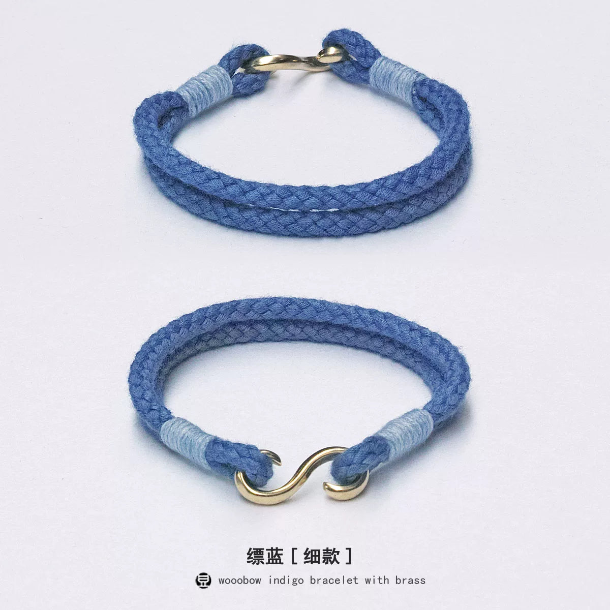 Handmade Indigo Dyed Cotton Linen Woven S Hook Bracelet Vintage Pure Silver Unisex Couple Bangle Fashion Brand Jewelry Perfect Holiday Birthday Gift for Men and Women