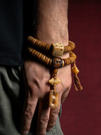 Traditional Tibetan Reversed Gaga Old Yak Bone 108 Beads Prayer Mala Mens Bracelet Natural Spirit Bone Buddhist Rosary