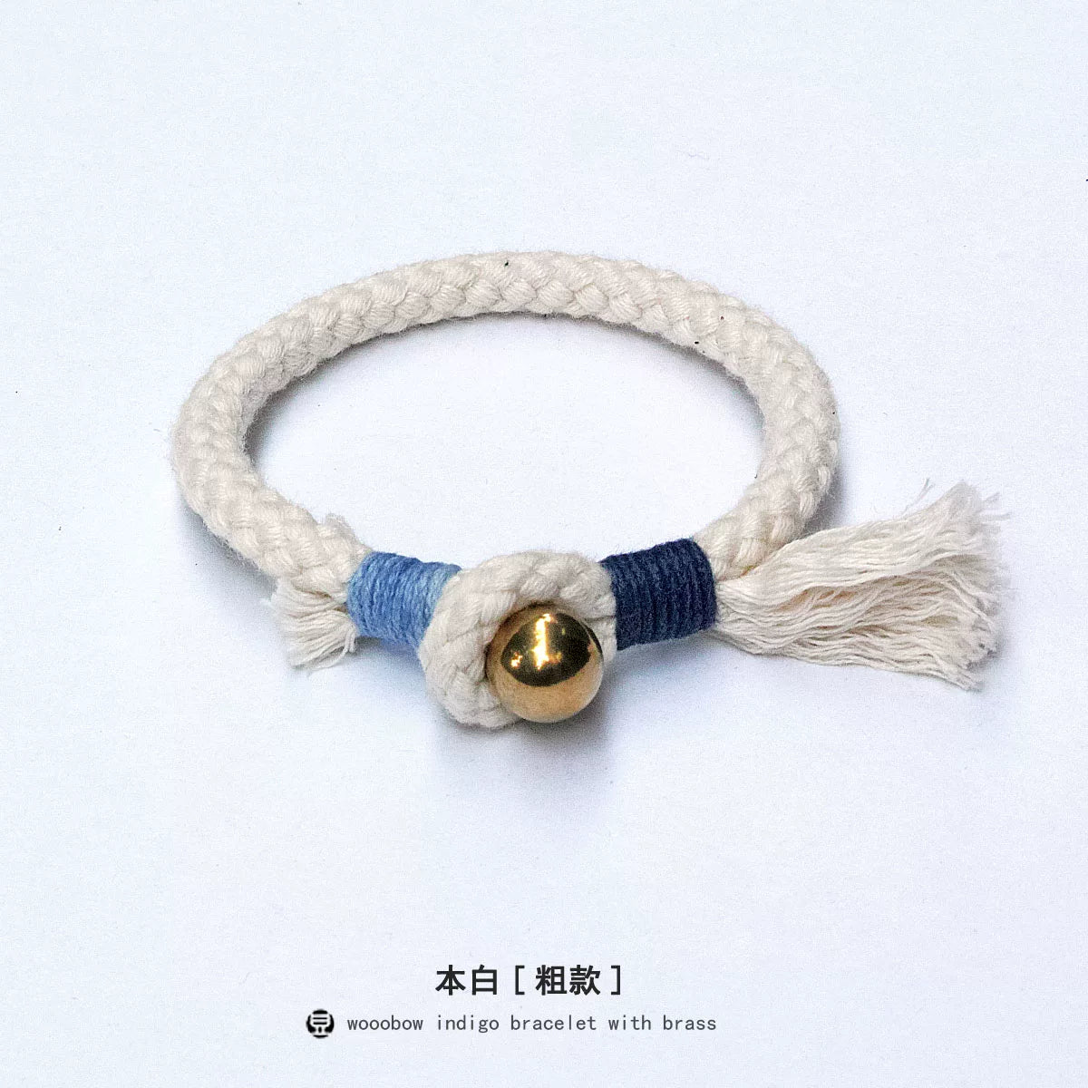 Handmade Indigo Dyed Beaded Buckle Cotton Linen Cord Bracelet with Pure Silver Accent Natural Plant Dye Unisex Couple Bangle Trendy Jewelry Perfect Holiday Birthday Gift for Men and Women