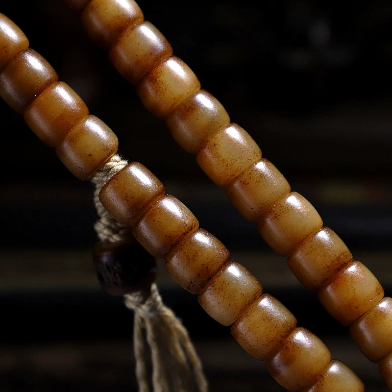Authentic Old Material Natural Tibet Yak Bone Prayer Beads Bracelet For Men And Women Traditional Ethnic Hand Carved Wenwan Bracelet Prayer Beads Handheld Mala Necklace