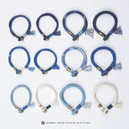 Handmade Indigo Dyed Cotton Linen Braided T Buckle Bracelet Antique Brass Clasp Unisex Couple Woven Bracelet Trendy Street Style Fashion Jewelry Gift for Men Women Boyfriend Girlfriend