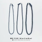 Hand Woven Indigo Dyed Hemp Cotton Necklace Cord Bracelet with Pure Silver Beads Unisex Couple Matching Jewelry Trendy Brand Gift for Men Women