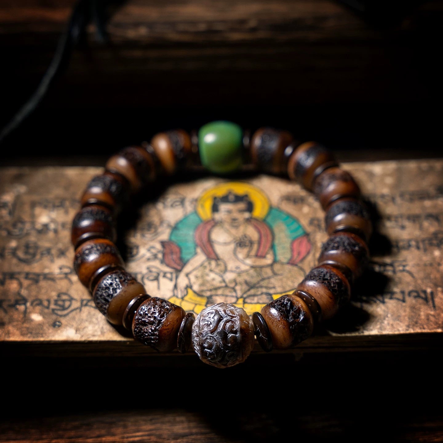 Original Design Tibetan Gahwa Old Yak Bone Prayer Beads Bracelet Handmade Tibetan Buddhist Spiritual Blessing Vintage Sacred Old Material Mala Wrist Bracelet