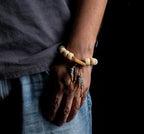 Natural Primitive Tibetan Style Yak Bone Prayer Beads Single Loop Wrist Bracelet for Men Authentic Tibetan Yak Bone Buddhist Meditation Beads Bracelet