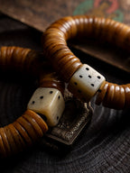 Autentiske tibetanske gamle yakknoglebedeperler Enkeltløkket armbånd til mænd Natur Ling Bone Håndkæde til håndspilssamling