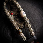 Natural Star-Moon Bodhi Seed Bodhi Prayer Beads Bracelet Waxy Jade Texture Non phase Stone Material Tibetan Style Tassel Handheld Mala Rosary Wrist Bracelet For Meditation Buddhist Prayer Jewelry