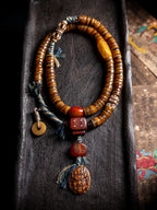 Original Håndlavede Tibetanske Smykker 108 Perler Gammelt Materiale Yak Ben Mala Bedekrans Armbånd Vintage Tibetansk Meditationsarmbånd Til Åndelig Praksis