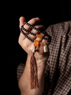 Tibetan Original Design 108 Beads Mala Bracelet Aged Star-Moon Bodhi Seed Old Material Prayer Beads Necklace Unisex Accessory For Meditation Prayer Daily Wear